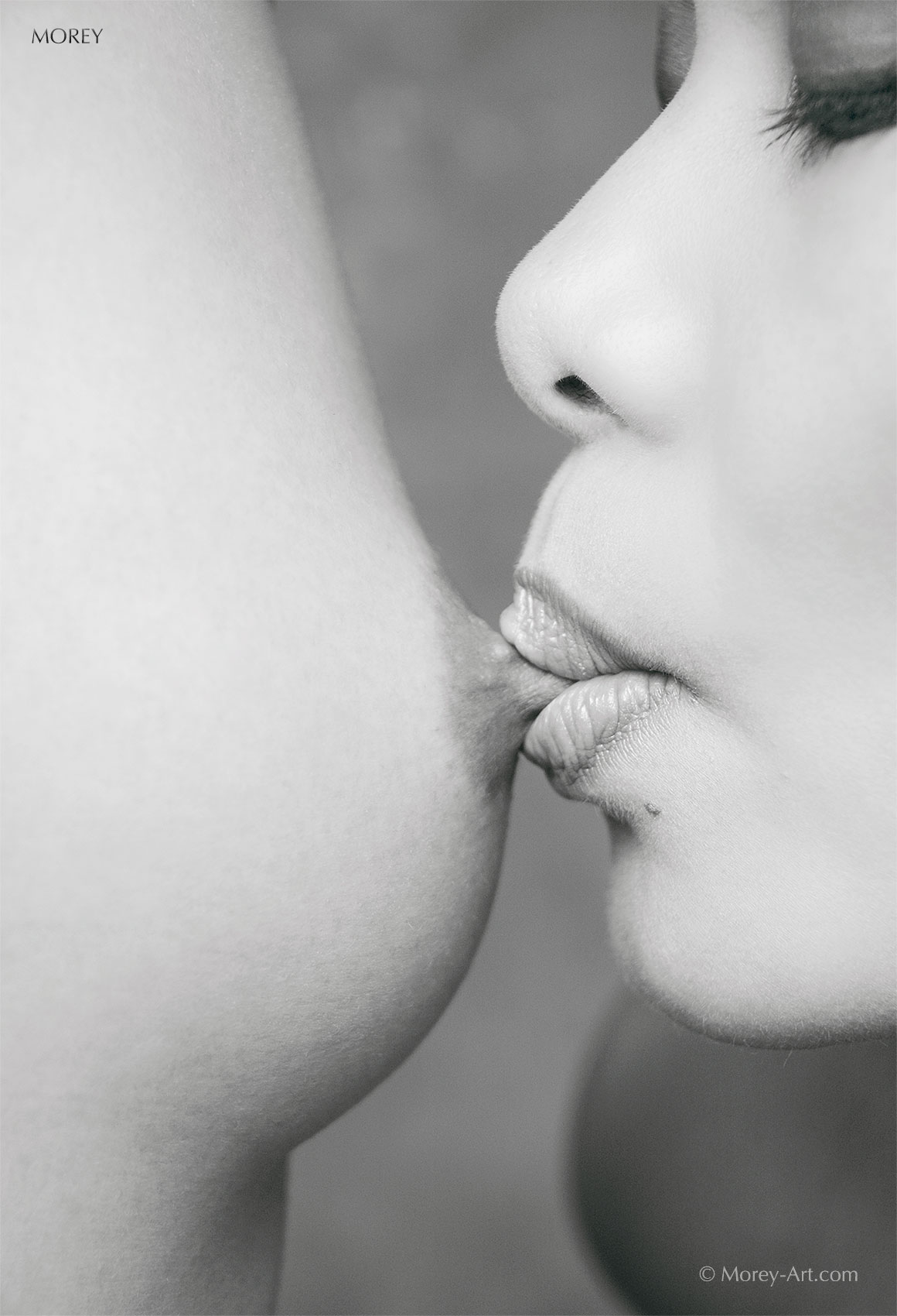 AlixAnne0057BW-1700px Erotic art, lips & nipple, Alix & Anne, b&w photo by Craig Morey © 2005