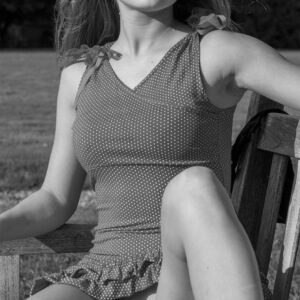 Semi-nude model in Normandy garden, Klara, b&w photo © Craig Morey 2006