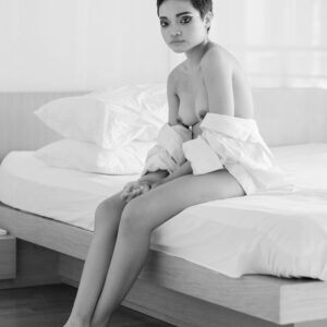 Semi-nude model Bee, Bangkok, b&w photo by Craig Morey ©2013