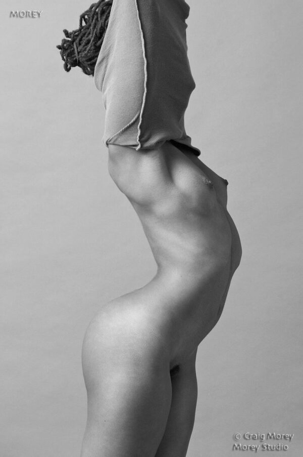 Jazmine-3857BW-BW-Fine-Art-Nude-hand-signed-photo-by-Craig-Morey-151558070647 Nude African-American model silhouette view, Jazmine, b&w photo by Craig Morey © 2012