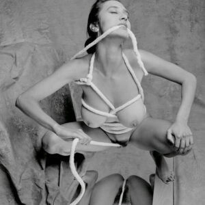 Natalie, B&W nude model, rope bondage photo, © Craig Morey 1990