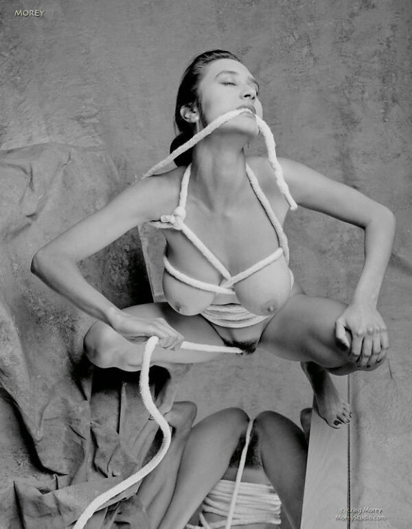 Erotic-Art-Nude-photo-signed-bw-print-by-Craig-Morey-Natalie-3546206-160537538079 Natalie, B&W nude model, rope bondage photo, © Craig Morey 1990