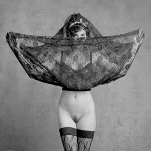 Semi nude model Leanan b&w photo by Craig Morey